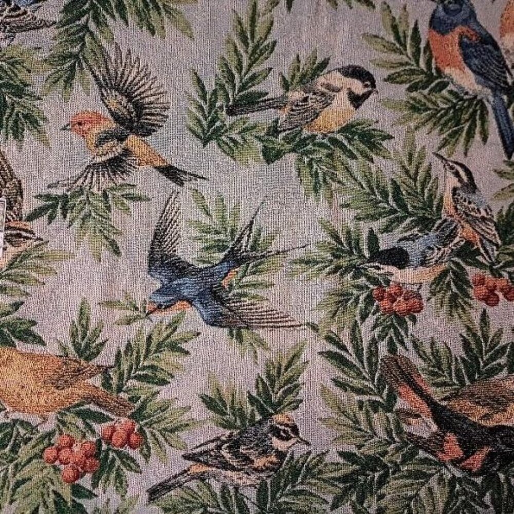 New Songbirds Heavy Afghan Woven Cotton Throw Blanket Gift Birds Bird Watcher - Picture 3 of 4